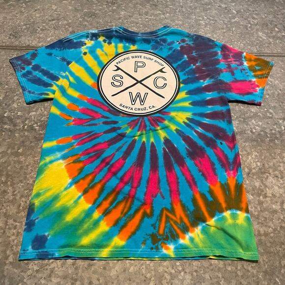 Pacific Wave Surf Shop Santa Cruz California Tie Dye Shirt Mens Large Vintage - Picture 4 of 9